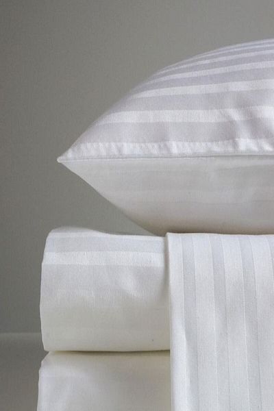 Tekstil Home Satenev Striped Cotton Satin Pillow Case 2 Pieces 50x70 Size White Color