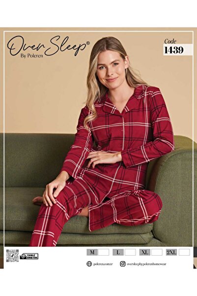 Over Sleep by Poleren Kadın Over Sleep By Poleren Pamuklu Uzun Kollu Pijama T...