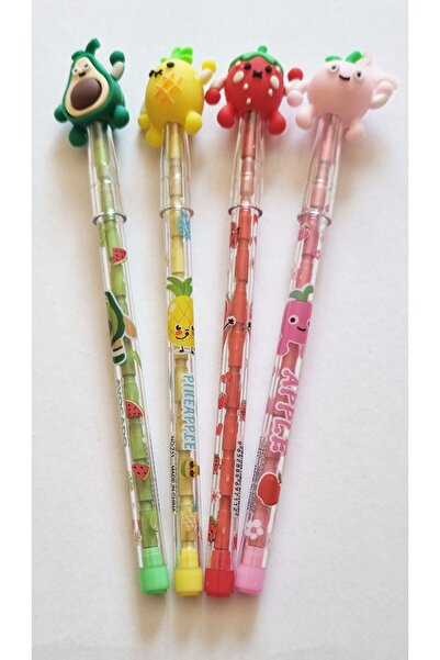 Modellino 4 قطع منقوشة بالفواكه الاستوائية - قلم رصاص ملون على شكل بيضة