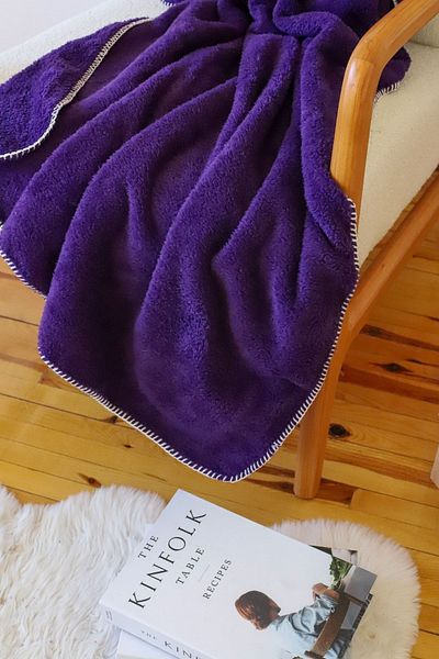 Tekstil Home Double Sided Wellsoft TV Blanket 100x170cm Sofa Throw, Soft Fuzzy Plush Fleece Purple