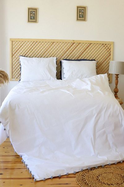 Tekstil Home Set de husă de pilotă dublă de lux, albă, cu pompon gri Hotel Series
