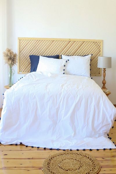 Tekstil Home Set cuvertură dublă cu ciucuri 100% bumbac albastru bleumarin Noul sezon
