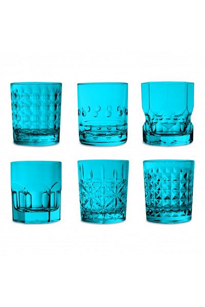 Baci Milano Crystal Touch Set of 6 Glasses 300 ml Blue