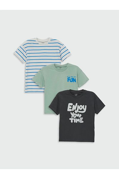 LC Waikiki LCW Baby - Crew Neck Printed Baby Boy T-Shirt Set of 3