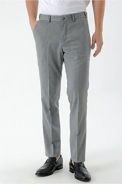 Morven Men's Gray Polyviscon Trend Patterned Dynamic Fit Classic Trousers