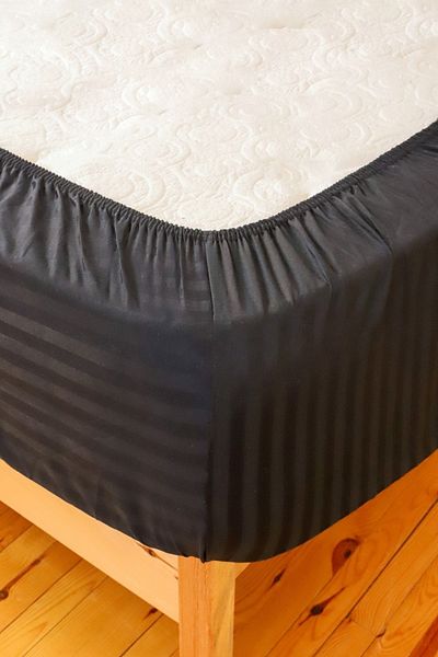 Tekstil Home Set cearșafuri de lux din satin de bumbac cu dungi negre - dublu