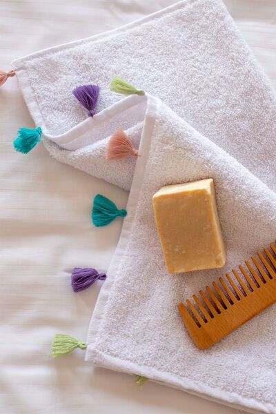 Tekstil Home Suport de zestre pentru prosop de mână și față cu ciucuri, color...