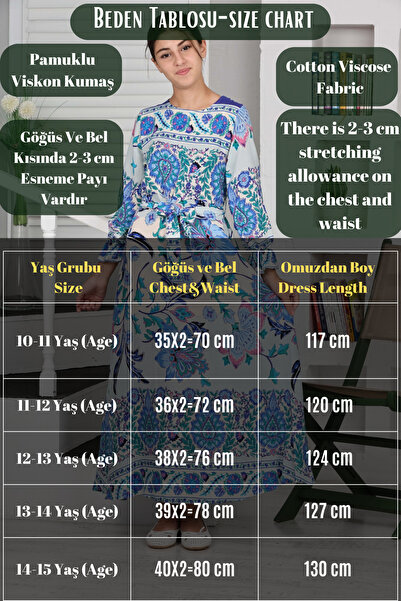 Asortik Kids Довга сукня хіджабу з бавовняної віскози для дівчинки