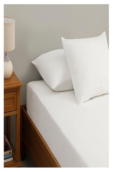 Tekstil Home Single Plain White Elastic Fitted Sheet Set 100x200 Eb.63 Wire Cotton