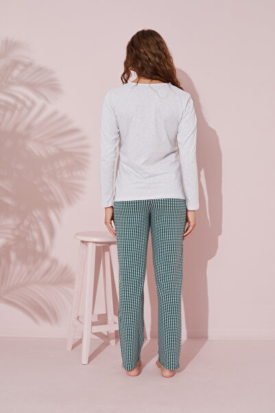 Siyah İnci Σετ πιτζάμες πλεκτές βαμβακερές μπεζ μελανζέ - 24240149