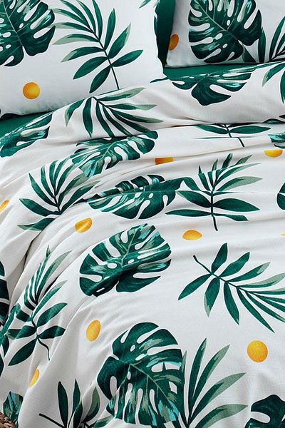 Eponj Home Green Monstera Patterned Natural Pique King 240x230cm