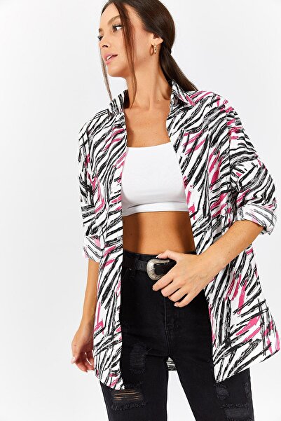 armonika Γυναικείο φούξια μοτίβο πινέλου Oversize Μακρύ Βασικό Μπράτσο-22Y001141