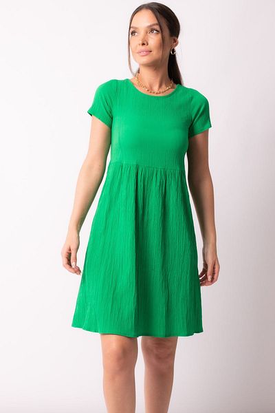 armonika Women's Green Backless, Elastic Detailed, Short Sleeve Dress Arm-23y001001