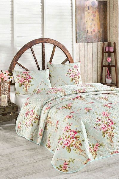 Eponj Home Set cuvertură de pat dublă matlasată Alanur Mint