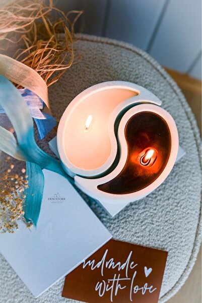 ersustore Dişil eril Enerji Yinyang Doğal Soya Wax Mum Vanilya Amber Kokulu Dekoratif Hediyelik