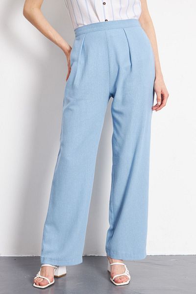 armonika Babyblaue Palazzo-Hose aus Leinen – Taschen, ARM-24Y001070