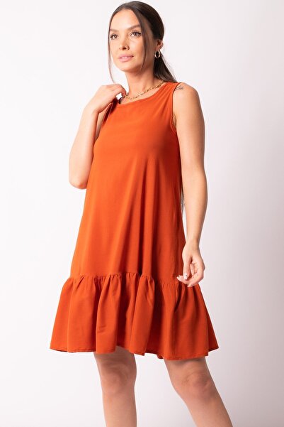 armonika Γυναικεία αμάνικη φούστα Frilly φόρεμα μπράτσο-18y001156