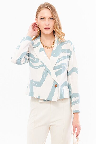 armonika Mentova dvouřadá dámská Crop bunda se vzorem - ARM-24Y001058