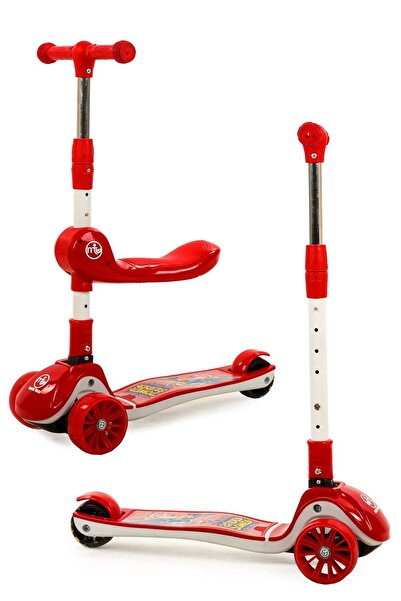 Maxi Taxi Zoomy Oturaklı Işıklı Katlanabilir Scooter Kırmızı