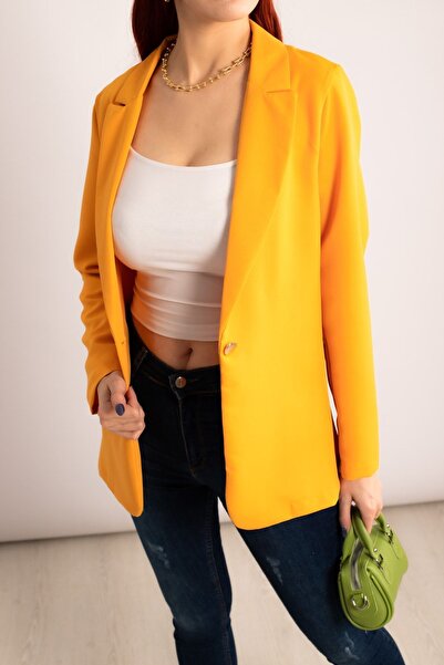 armonika Ženska jakna u boji senfa sa jednim dugmetom Arm-23y001047