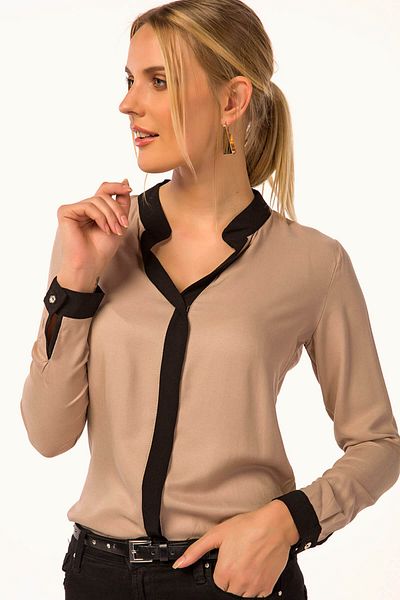 armonika Női bézs elöl csíkos ing ARM-18K001255