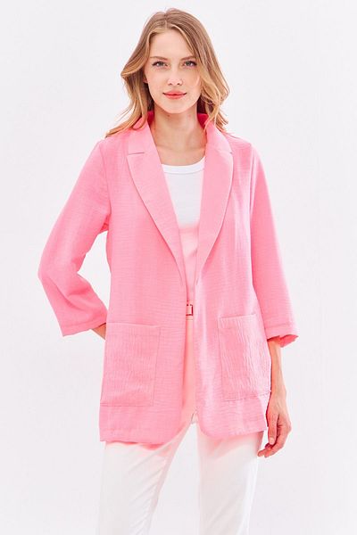 armonika Jachetă supradimensionată din in roz neon - Cu buzunare, ARM-24Y001065