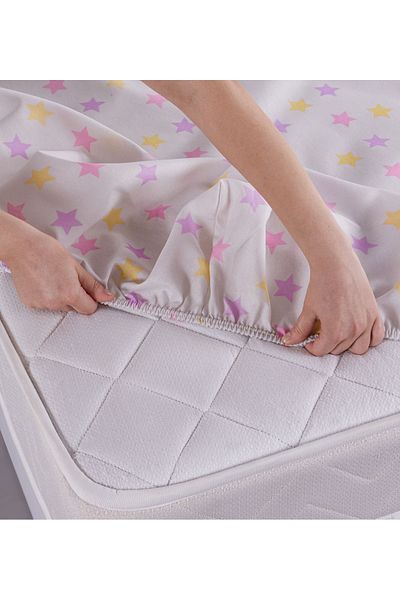 Eponj Home Unicorn Dreams Beige Single Pes Elastic Sheet Set