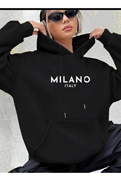 CAST COLLECTİON Hanorac negru Milano Written Oversize pentru damă