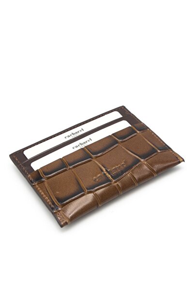 Cacharel Δερμάτινη θήκη πιστωτικής κάρτας καφέ κροκόδειλου - 1983B8K