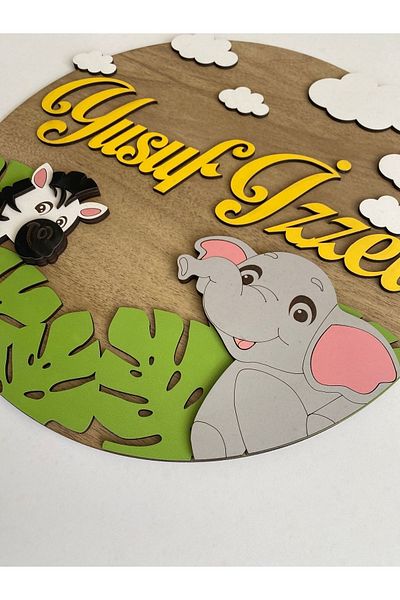 Pembe Ağaç Tasarım Atölyesi Special Concept Design Safari Concept Παιδικό Στολίδι Πόρτας -safari Concept