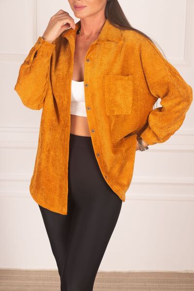 armonika Ženska žuta džepna velika baršunasta duga osnovna košulja ARM-22Y001193