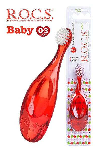 R.O.C.S. Rocs Baby 0-3 Yaş Elma Püresi Tadında Diş Macunu 45g Kırmızı Diş Fırçası Seti