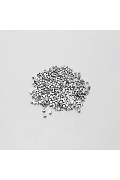 Yüksel Boncuk 2 mm Shaved Cube Silver Plated Spacer Material (10 Gr)