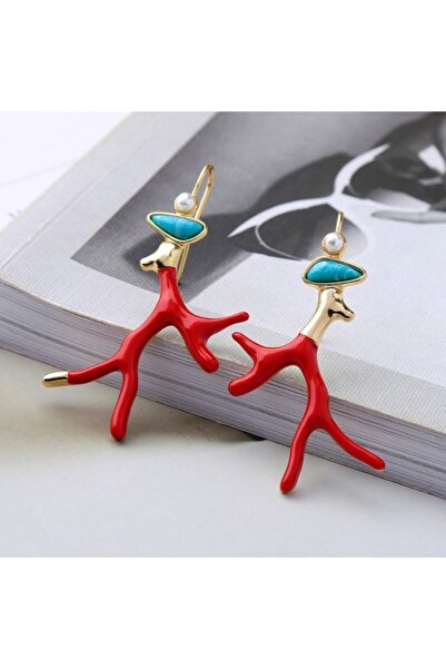 Bengü Accessories Mercan Tasarımlı Emaye Küpe