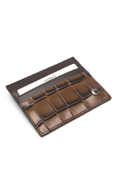 Cacharel Unisex Καφέ Δερμάτινη Καρτοθήκη - Crocodile 0244B8K
