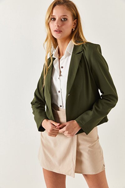 armonika Ženska kaki jakna sa jednim dugmetom, model Arm-22y001237