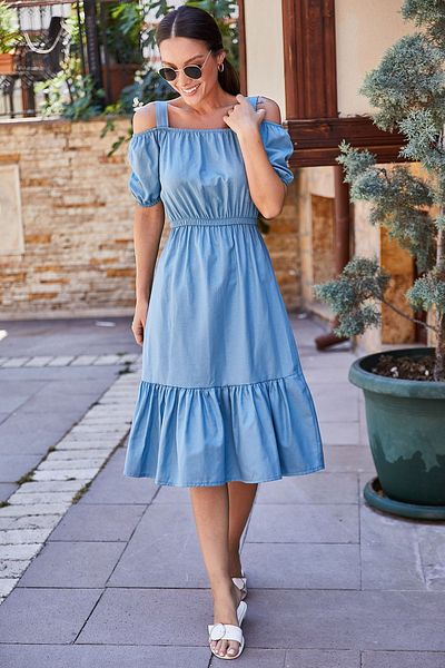 armonika Rochie Indigo cu curea elastică în talie pentru femei ARM-21K001214