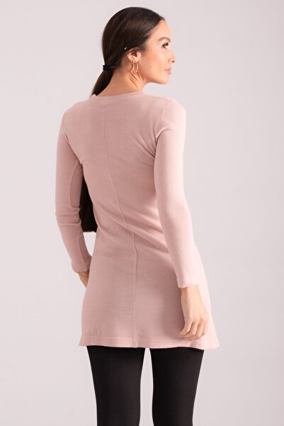 armonika Női púder, kerek galléros kötöttáru ruha ARM-24K001067