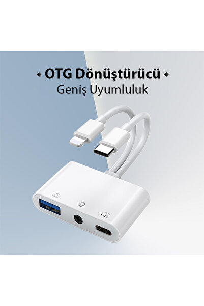 Ally NK-109PRO Type-c-Lightning to USB-A 3.5mm Kulaklık ve Type-c Kamera Okuyucu Çevirici Adaptör