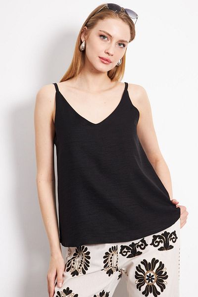 armonika Γυναικεία μπλούζα Black Lenn Look - Με τιράντες, ARM-24Y001064