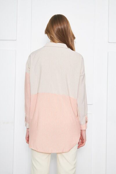 armonika Női narancssárga csíkos, kétszínű hosszú ujjú alkalmi ing ARM-21K001193