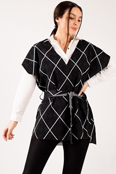 armonika Дамски бял пуловер с вратовръзка и V-образно деколте ARM-21K001069