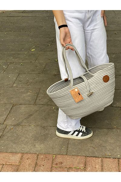 ModaCardin Τσάντα παραλίας και ώμου - Τσάντα χειρός Jute Straw Look