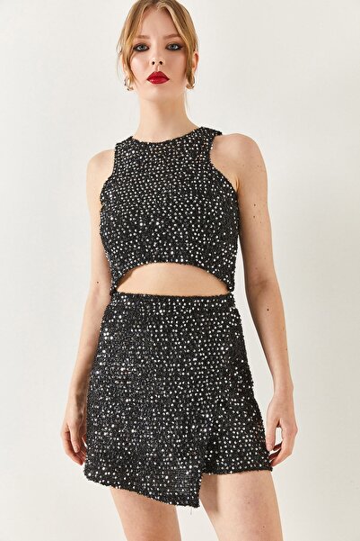 armonika Kadın Pul Payet Içi Astarlı Şort Etek Arm-22y001209