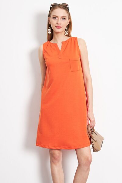 armonika Orange Midi Dress with Pockets, Women, ARM-19Y001122