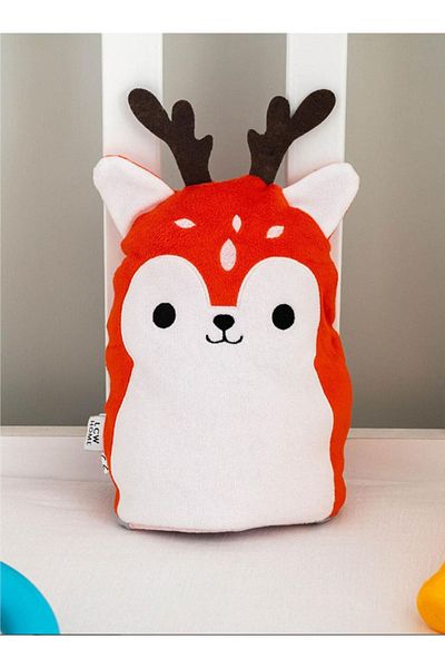 LCW HOME Double Sided Flip Embroidered Filled Baby Plush Deer / Mouse Throw Pillow