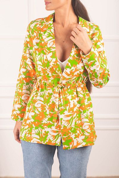armonika Women's Orange Drawstring Waist Oversize Jacket ARM-23Y001066