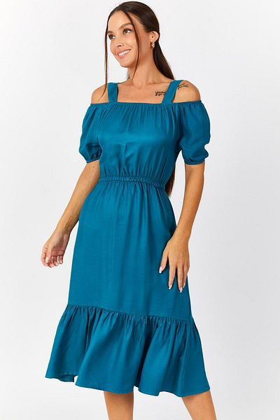 armonika Rochie de damă cu bretele elastice în talie benzină ARM-21K001214