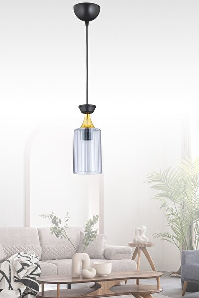 Kraliçe Tekli Sarkıt Siyah Mika Füme Camlı Lüks Modern Avize