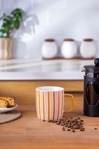 Emsan 350ml Orange Striped Bonnet Mug